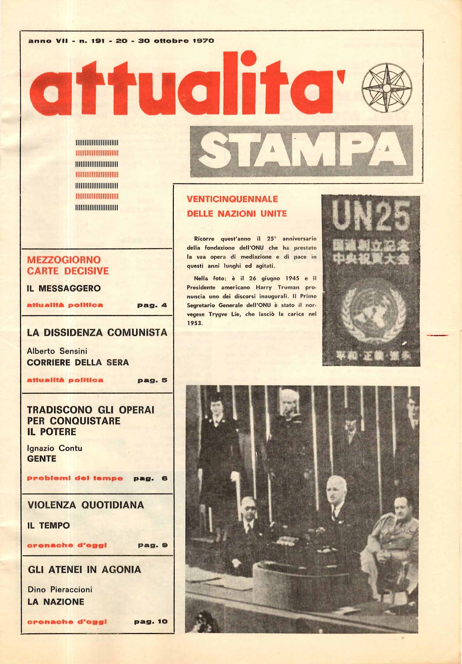 Attualità Stampa. Rassegna decadale della stampa italiana